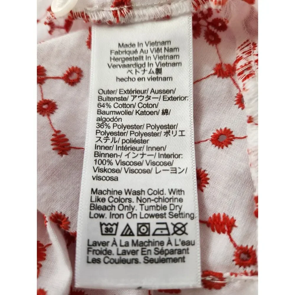 NWT J. Crew Mini Eyelet Shirt-Dress Crimson On White Eyelet Preppy Classic 12